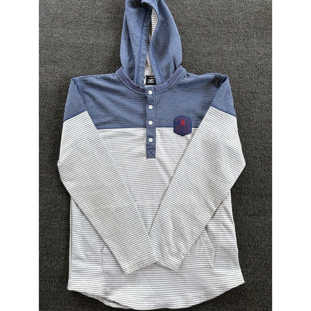 Adidas Originals Hooded Sweatshirt Top‎ large 1/4 button neck ribbed material M